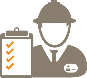 Inspector with inspection checklist graphic.